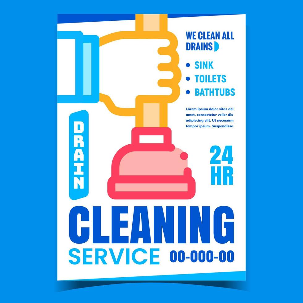 afvoer schoonmaak onderhoud promotionele poster vector