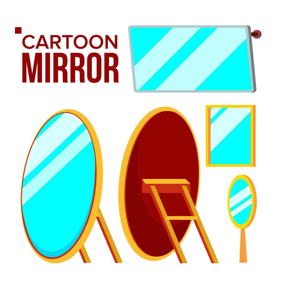 spiegel reeks vector. geïsoleerd vlak tekenfilm illustratie vector