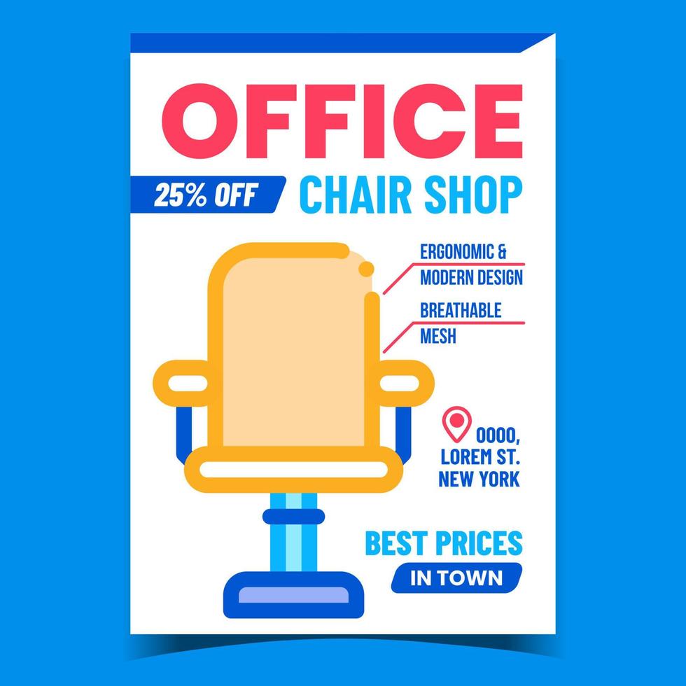 kantoor stoel winkel creatief promo poster vector