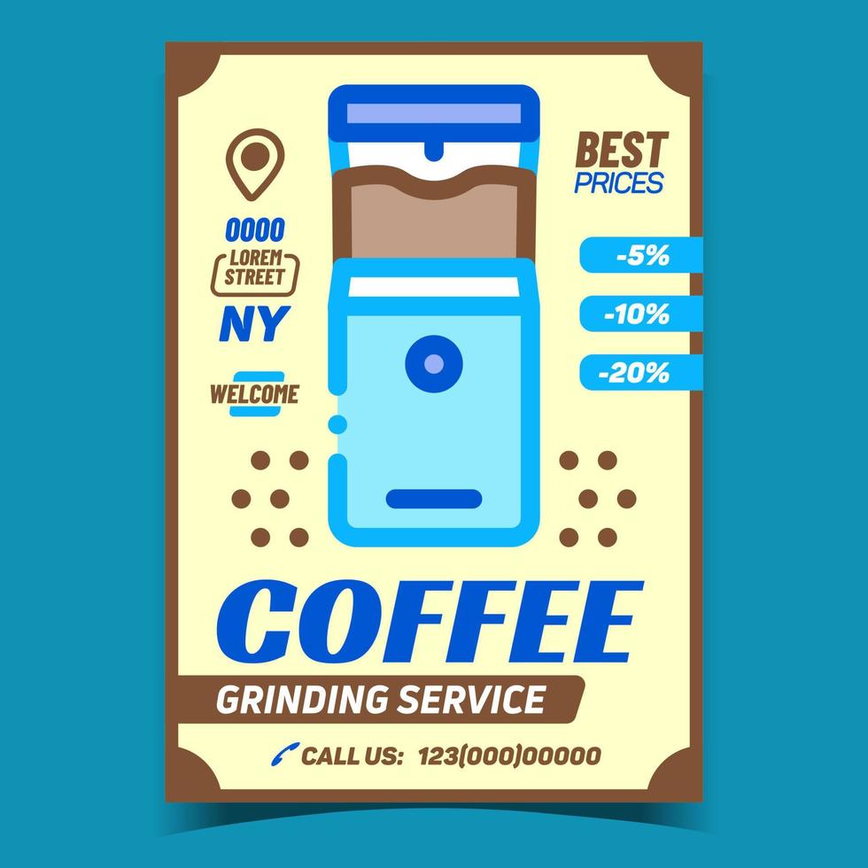 koffie slijpen onderhoud reclame poster vector