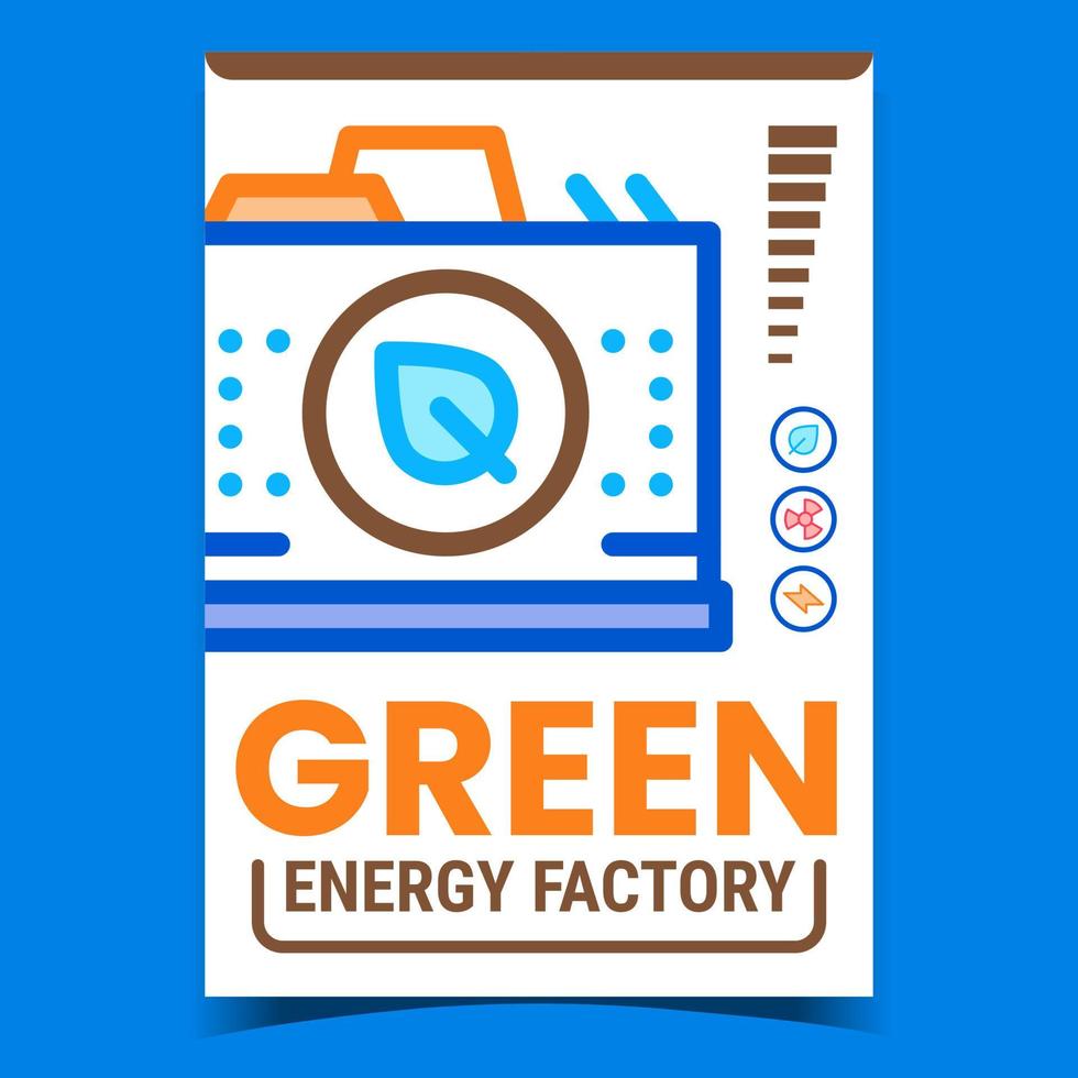 groen energie fabriek creatief promo poster vector