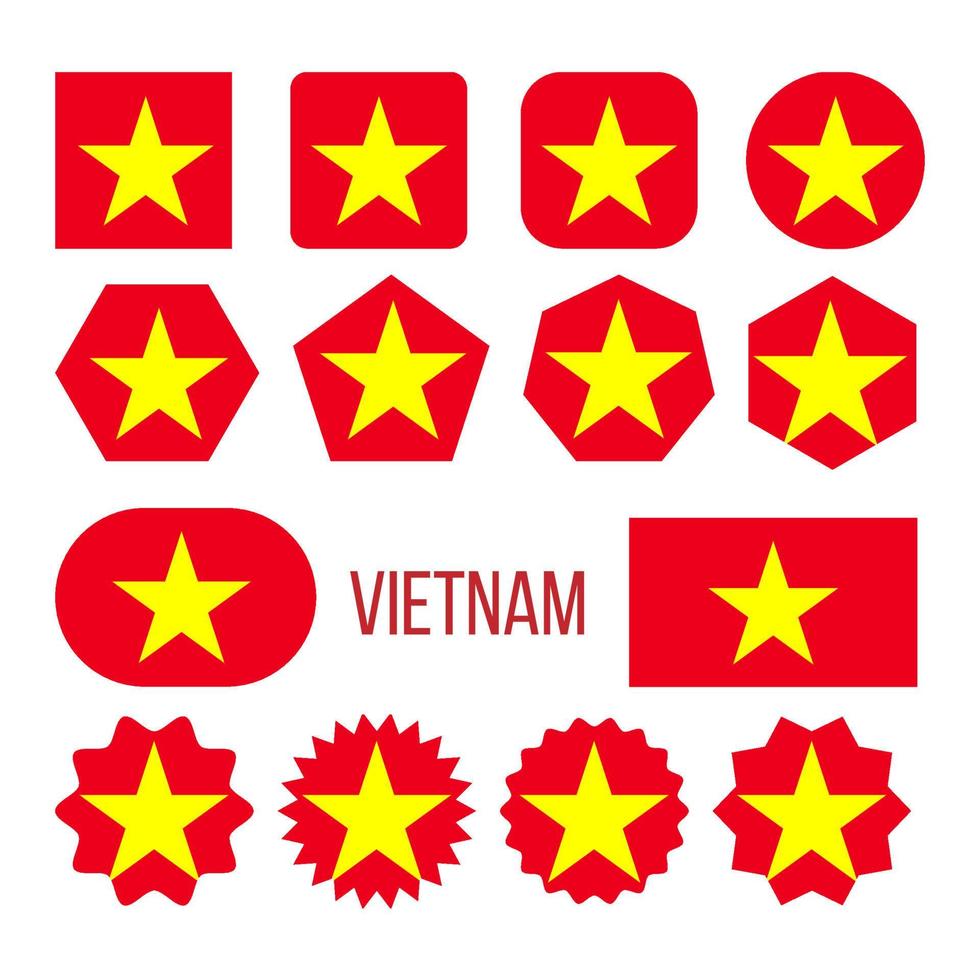 Vietnam vlag verzameling figuur pictogrammen reeks vector