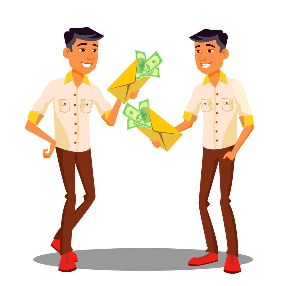 manager Holding envelop met geld in hand- vector. geïsoleerd illustratie vector