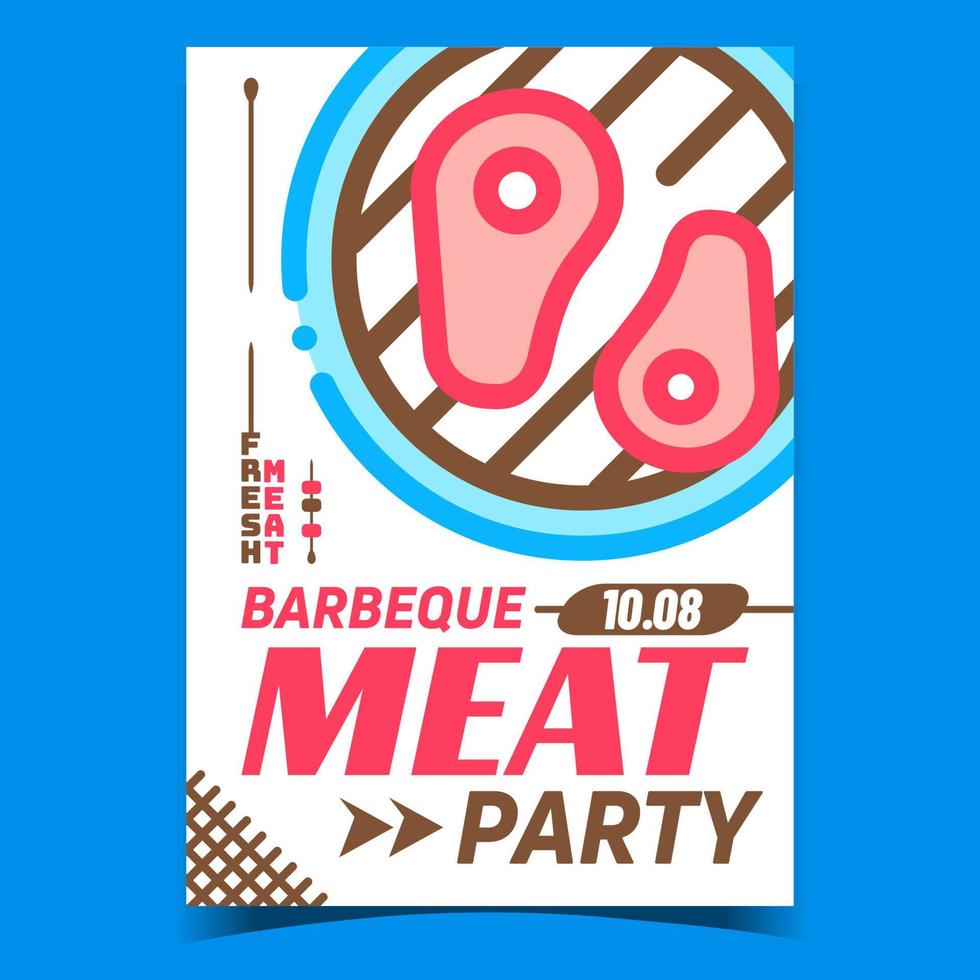 barbecue vlees partij reclame banier vector