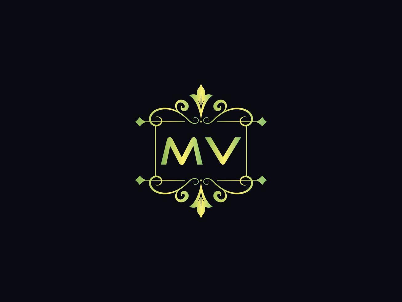 monogram mv luxe logo, abstract mv brief logo sjabloon vector