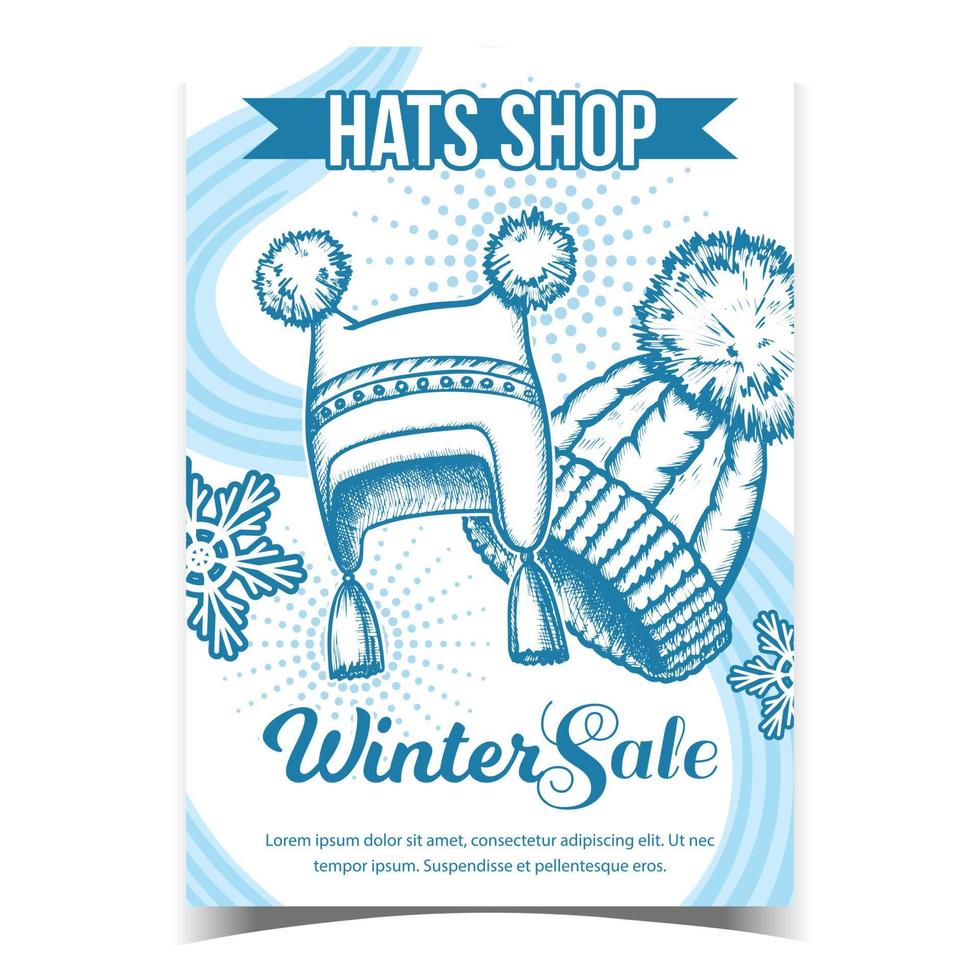 hoeden winkel winter uitverkoop reclame poster vector