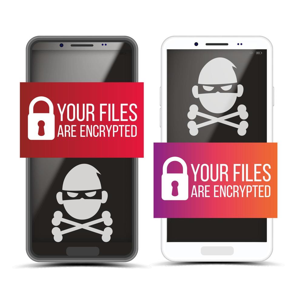 kraken smartphone met piraat malware reeks vector