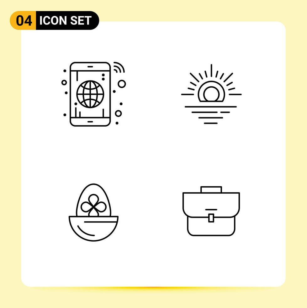 voorraad vector icoon pak van 4 lijn tekens en symbolen voor app Pasen telefoon weer voedsel bewerkbare vector ontwerp elementen