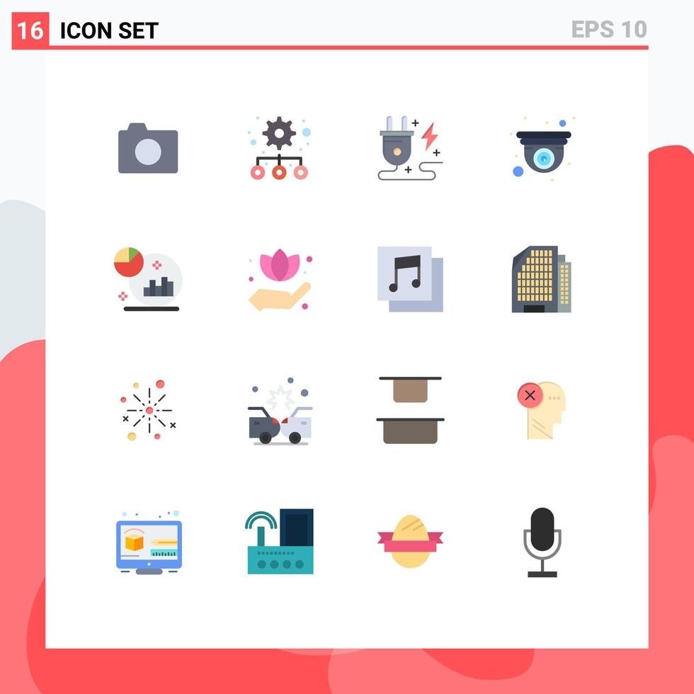 reeks van 16 modern ui pictogrammen symbolen tekens voor gegroeid analyse plug web camera bewerkbare pak van creatief vector ontwerp elementen