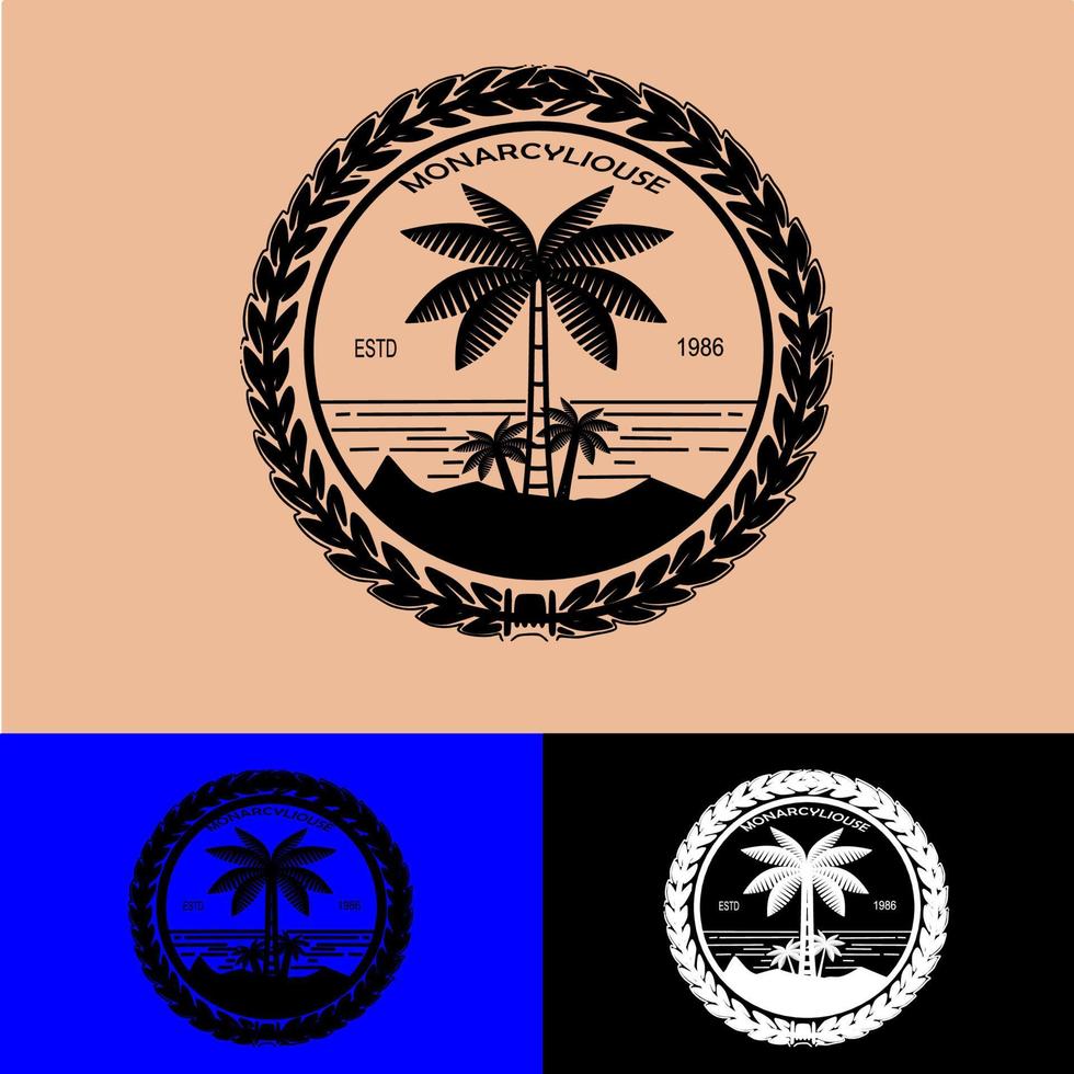 palm boom en meer logo ontwerp, vector