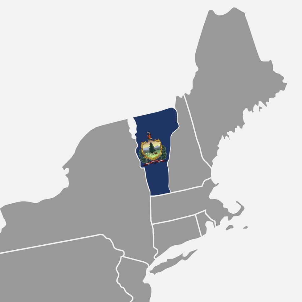 Vermont staat kaart met vlag. vector illustratie.
