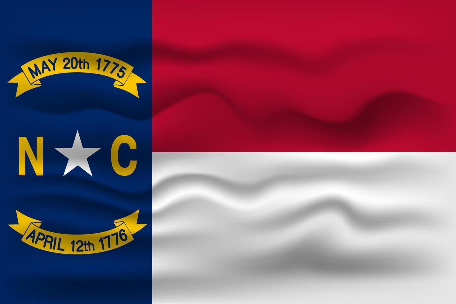 golvend vlag van de noorden carolina staat. vector illustratie.