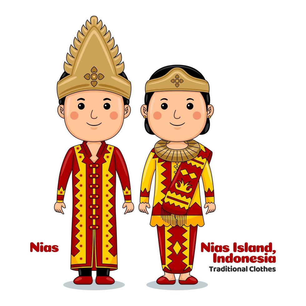 paar slijtage nias, Indonesisch traditioneel kleren vector
