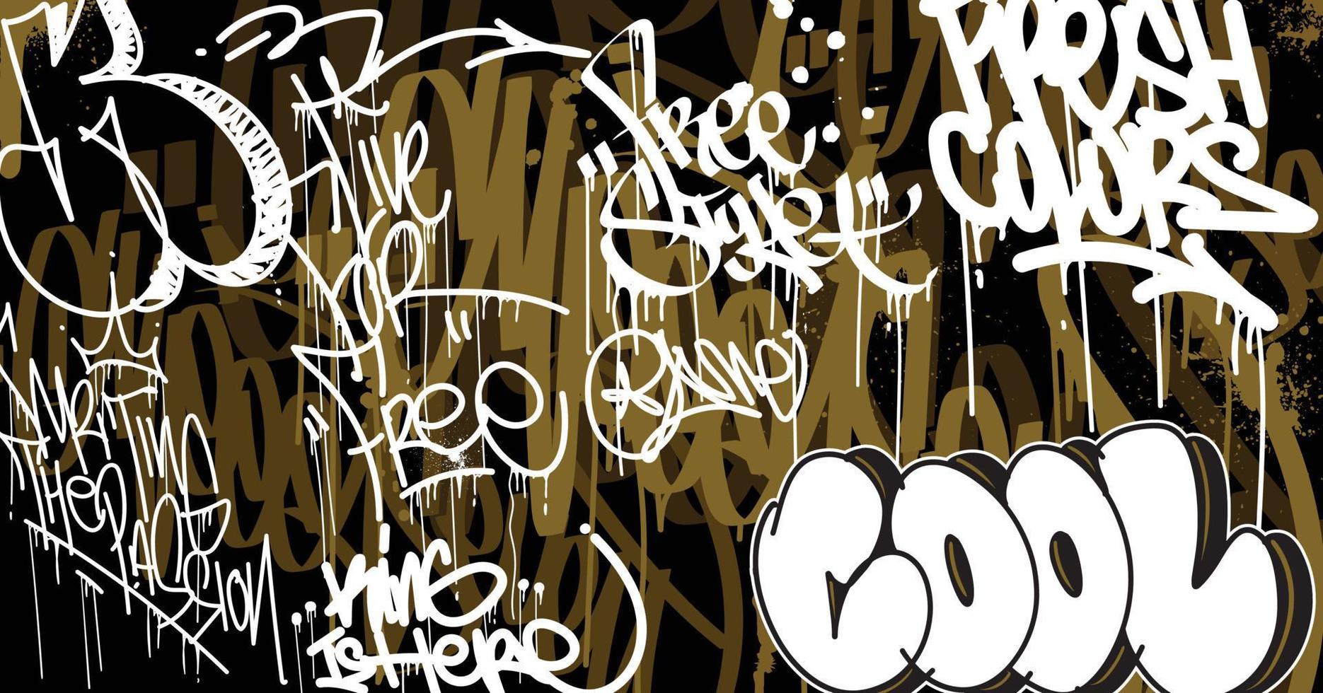 abstract graffiti kunst achtergrond met kattebelletje overgeven en taggen hand getekend stijl. straat kunst graffiti stedelijk thema voor afdrukken, patronen, spandoeken, en textiel in vector formaat.
