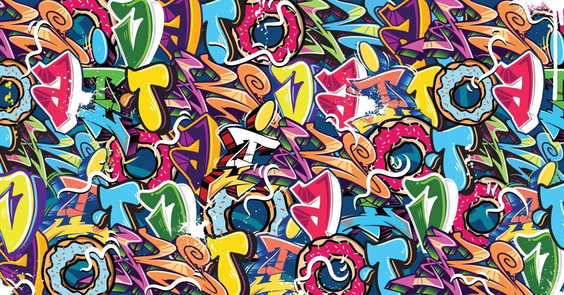 kleurrijk graffiti muur kunst achtergrond straat kunst hiphop stedelijk vector illustratie achtergrond. naadloos verbazingwekkend graffiti kunst achtergrond