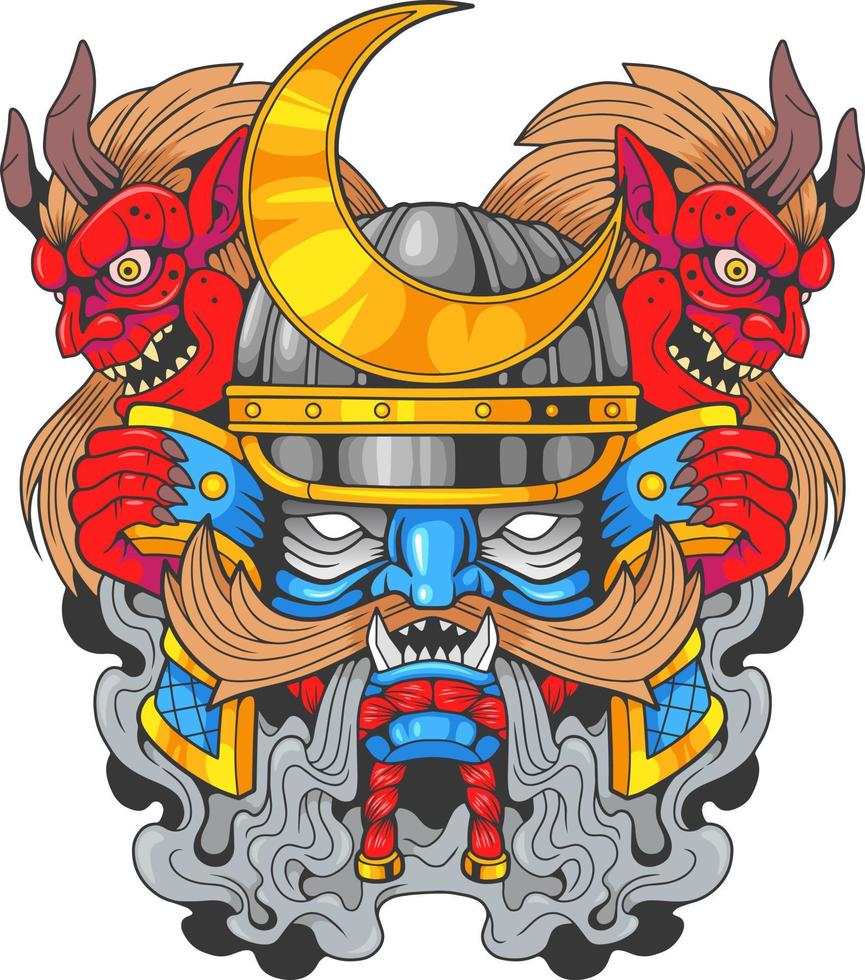 mythologisch Japans demon samoerai, illustratie ontwerp vector
