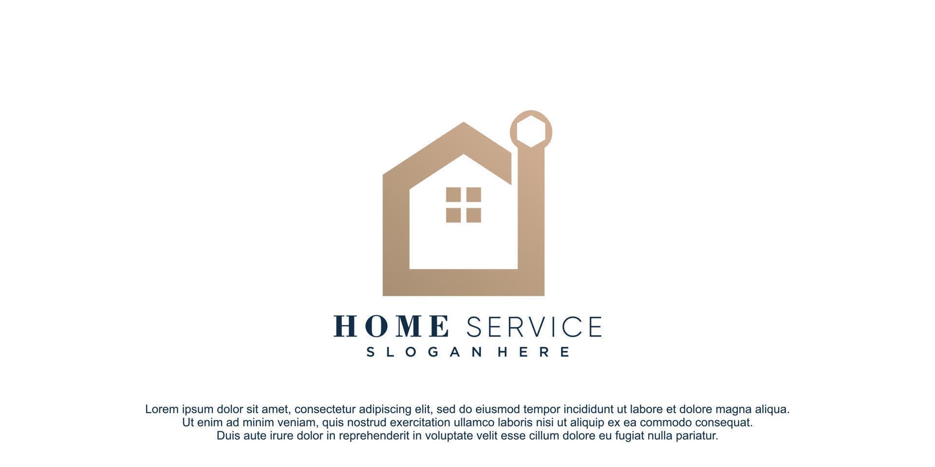 huis onderhoud logo met creatief concept ontwerp vector icoon illustrastion