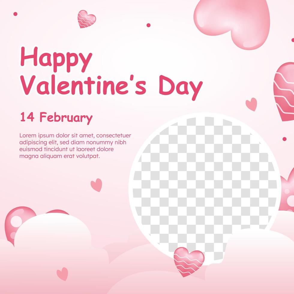 Valentijn dag achtergrond sociaal media post met ping achtergrond en hart behang zoet en liefde vector