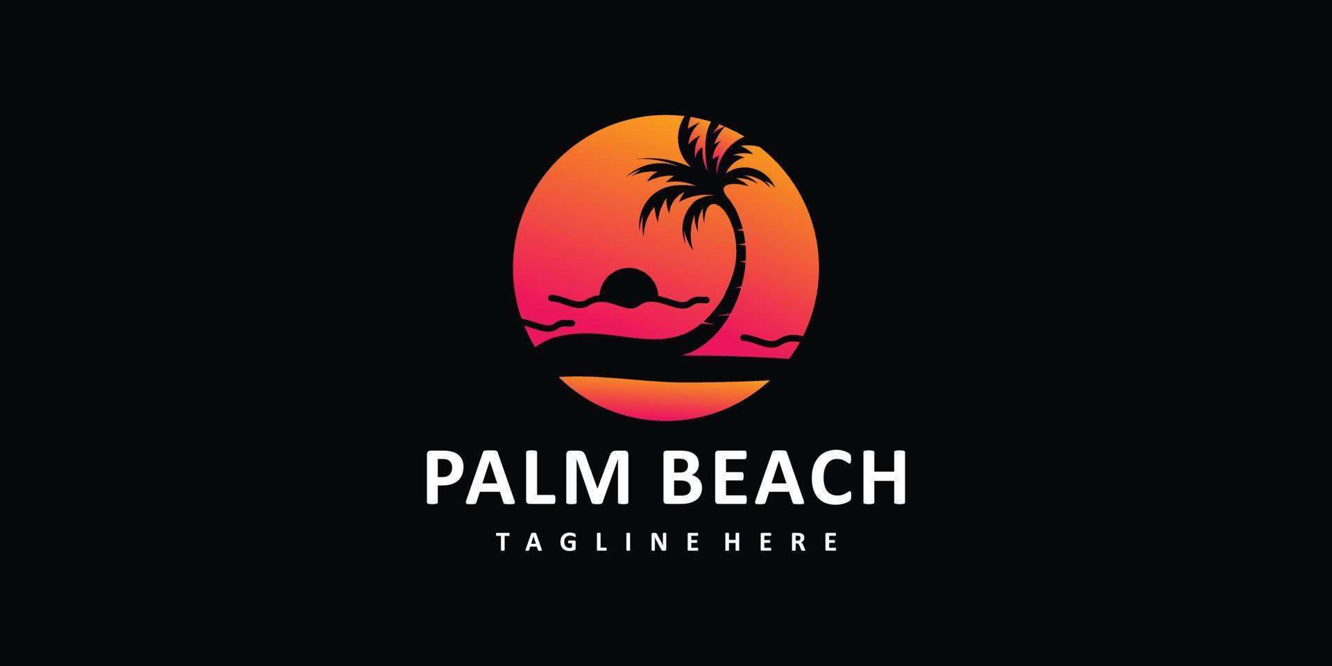 palm bomen emblemen combinatie palm boom en strand logo premie vector