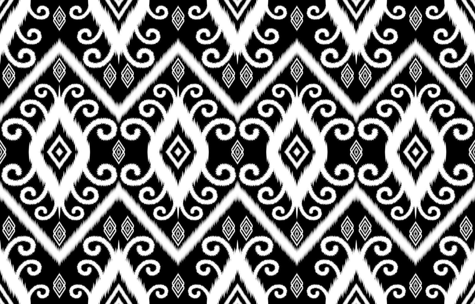 Koninklijk luxueus oude ikat patronen. meetkundig etnisch tribal wijnoogst retro stijl. kleding stof textiel ikat naadloos patroon. Indisch Afrikaanse Aziatisch Navajo aztec ikat abstract zwart en wit achtergrond. vector