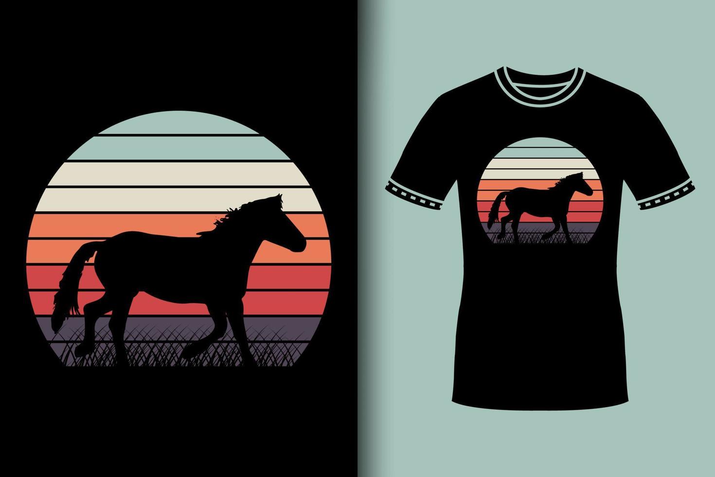 retro wijnoogst cirkel achtergrond met met paard silhouet vector