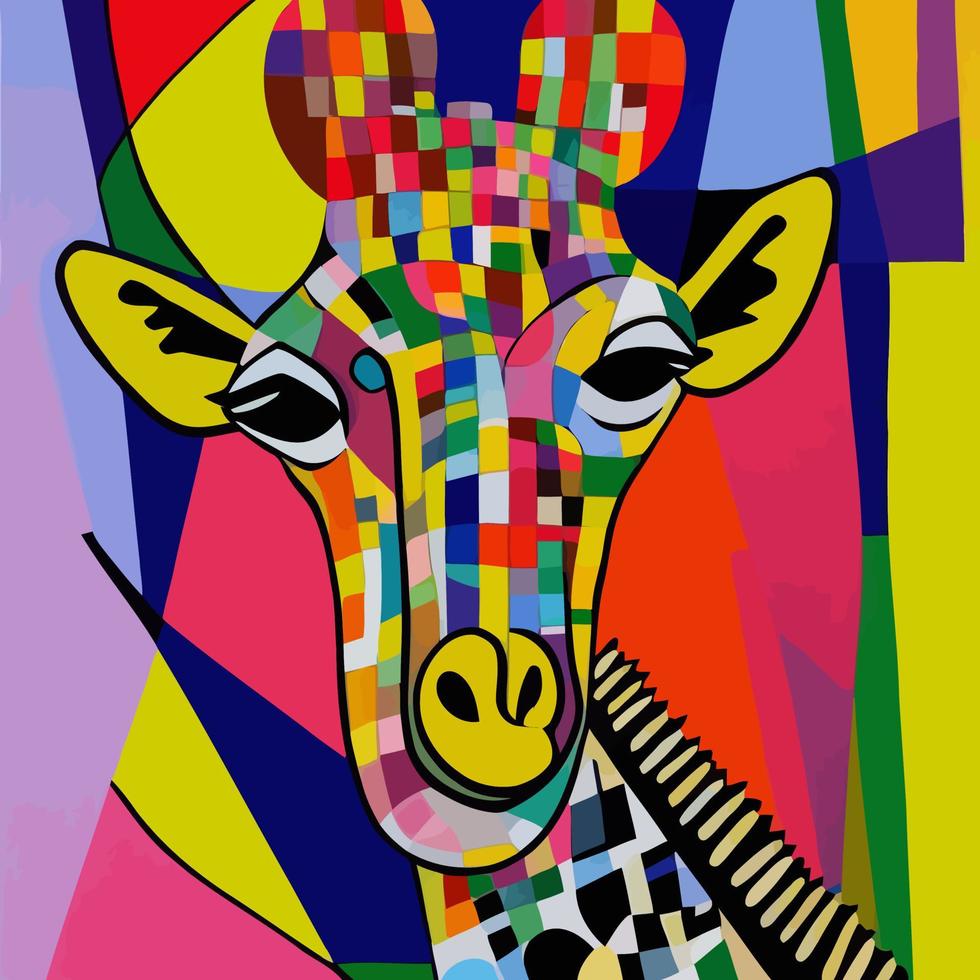 kleurrijk meetkundig giraffe portret vector