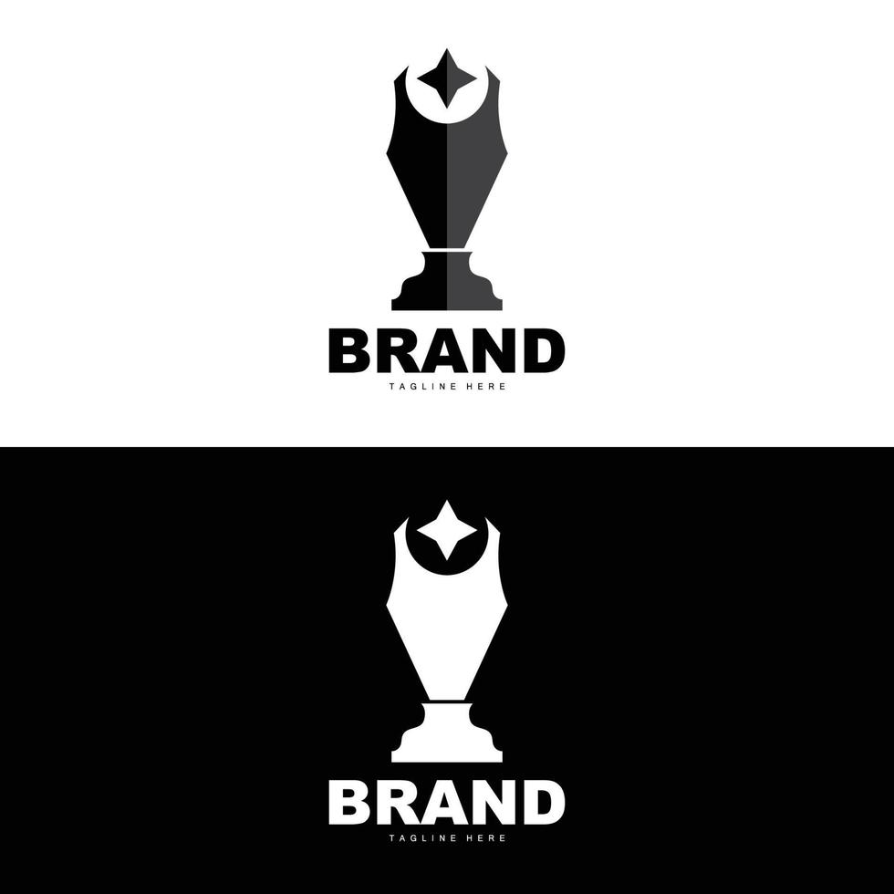 trofee logo ontwerp, prijs winnaar kampioenschap trofee vector, succes merk vector