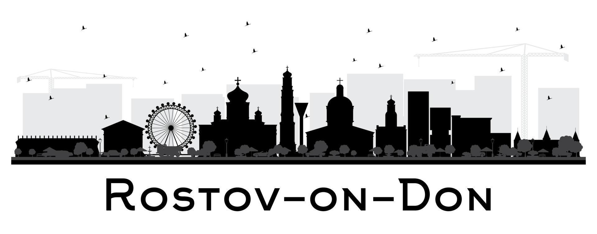 Rostov aan de Don Rusland stad horizon silhouet met zwart gebouwen geïsoleerd Aan wit. vector