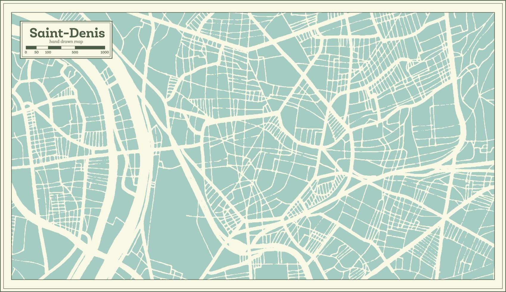 sint-denis Frankrijk stad kaart in retro stijl. schets kaart. vector