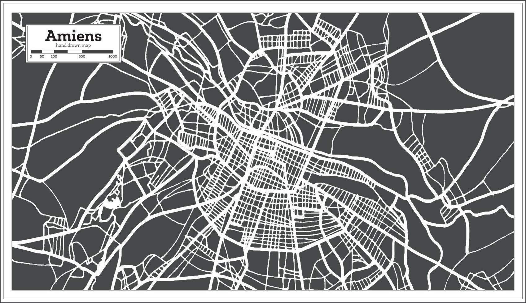 amiens Frankrijk stad kaart in retro stijl. schets kaart. vector illustratie.