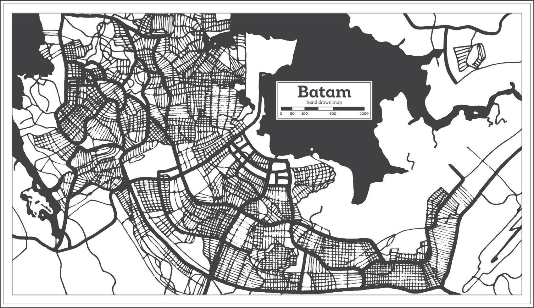 batam Indonesië stad kaart in zwart en wit kleur. vector