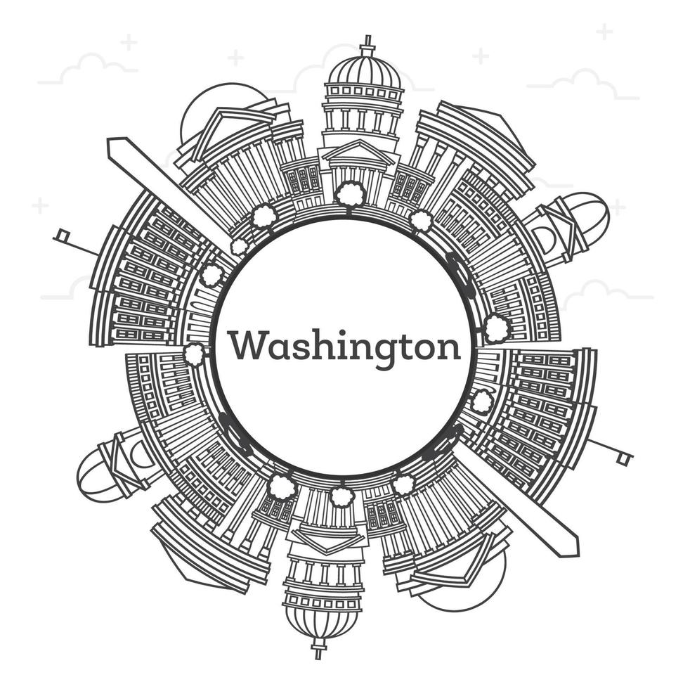 schets Washington dc Verenigde Staten van Amerika stad horizon met modern gebouwen en kopiëren ruimte geïsoleerd Aan wit. vector