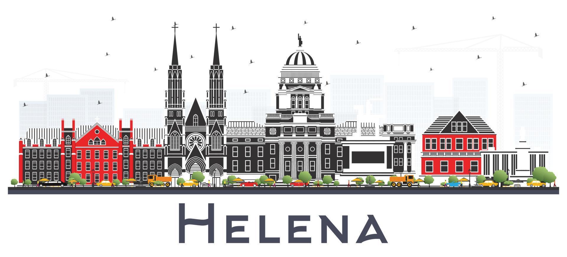 helena Montana stad horizon met kleur gebouwen geïsoleerd Aan wit. vector