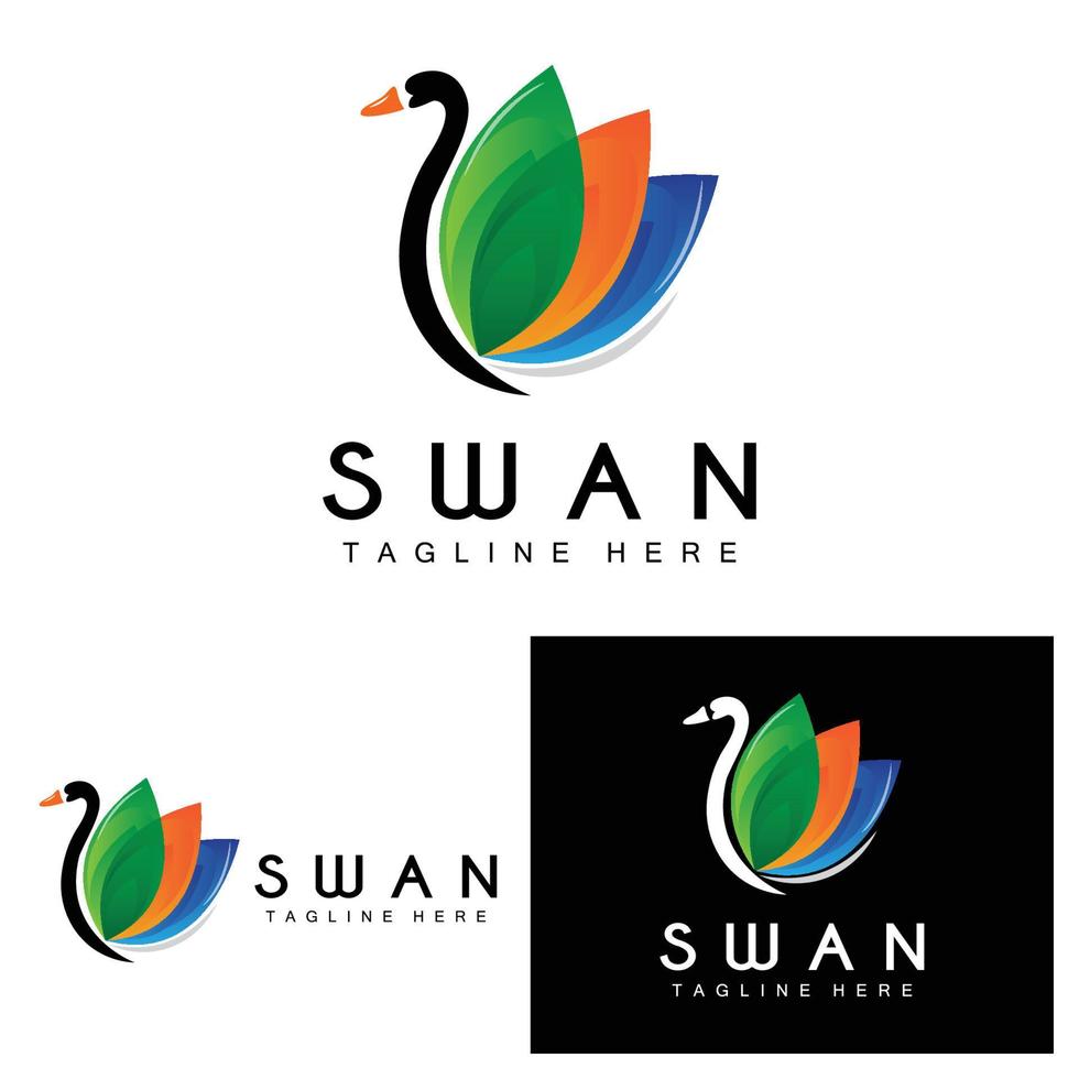 zwaan logo, vogel dier ontwerp, eend logo, Product merk etiket vector