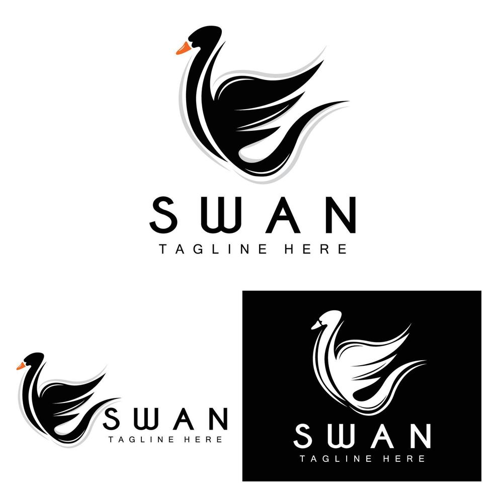 zwaan logo, vogel dier ontwerp, eend logo, Product merk etiket vector