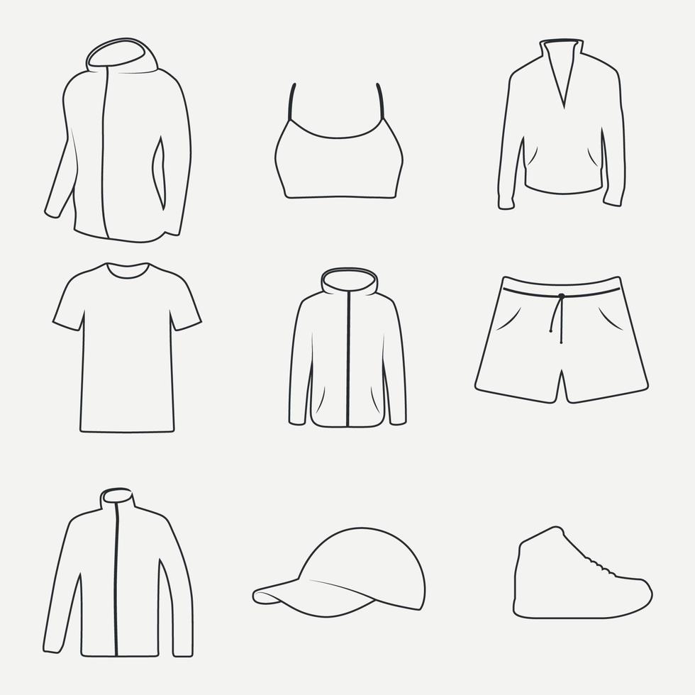 reeks van pictogrammen Aan een thema sport kleding vector