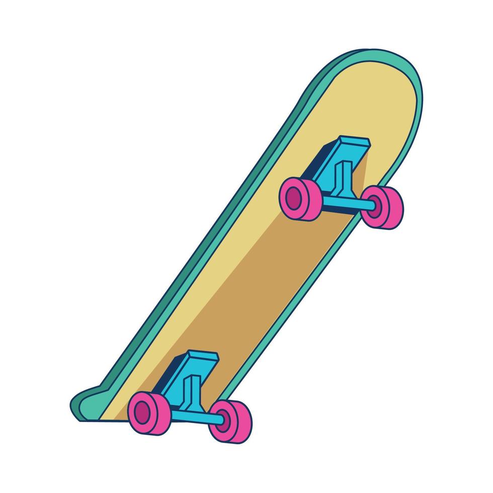 skateboard 90s knal kunst stijl vector