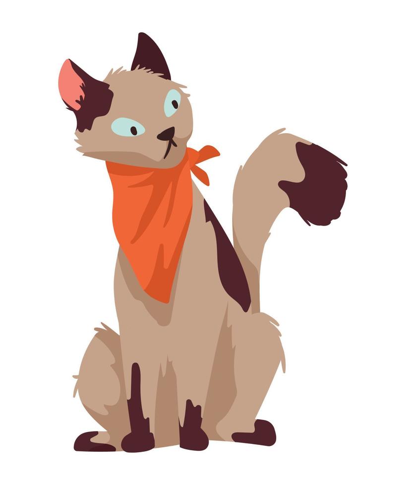 schattig kat met hoofddoek vector