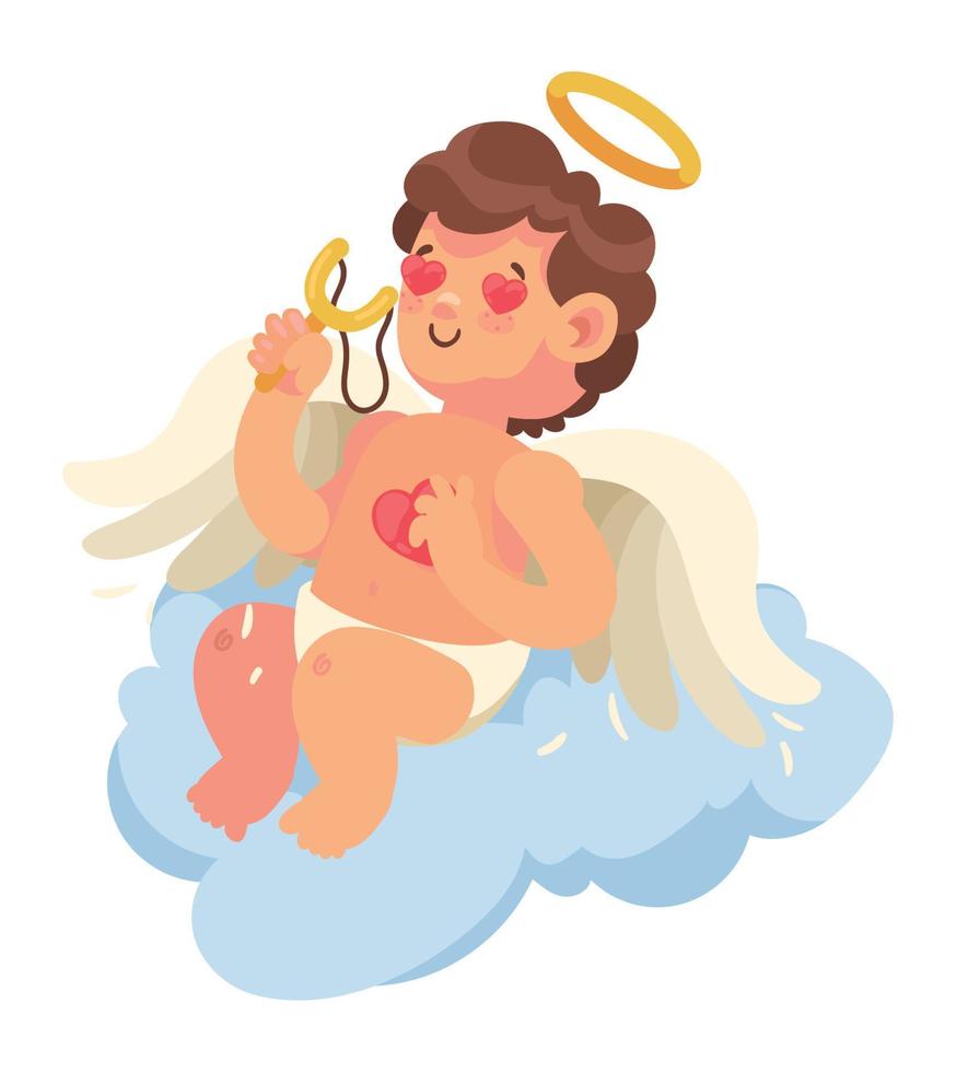 Cupido engel met katapult vector