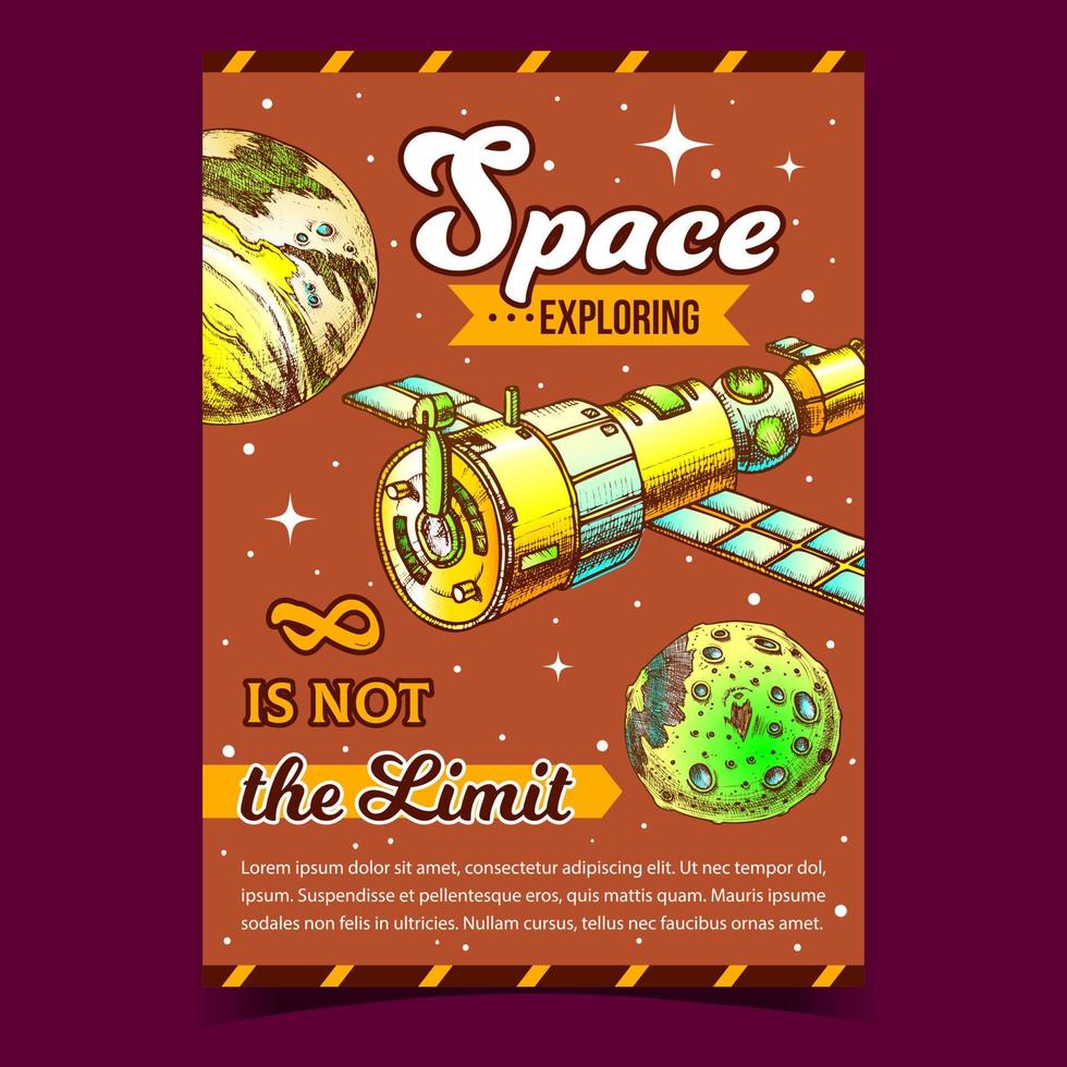 ruimte verkennen satelliet adverteren poster vector