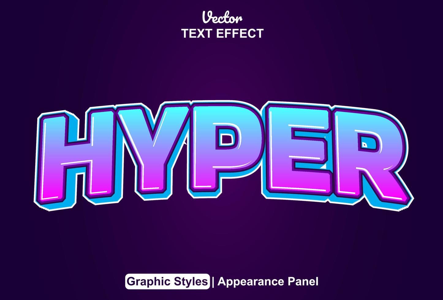 hyper tekst effect met grafisch stijl en bewerkbaar. vector