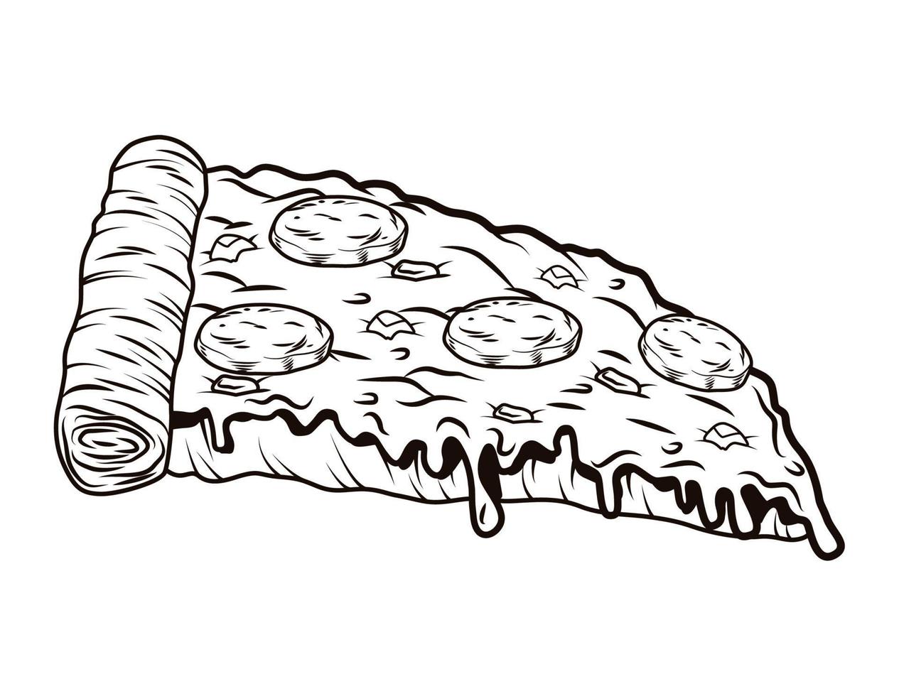 pizza monochroom knal kunst vector