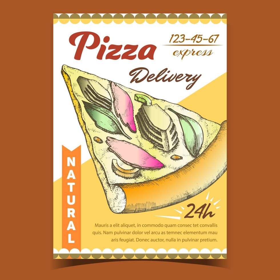heerlijk natuurlijk pizza reclame poster vector