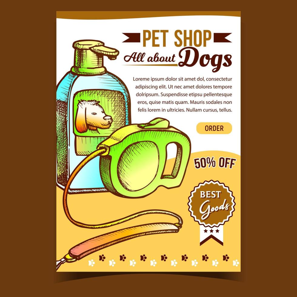huisdier winkel honden accessoires adverteren banier vector