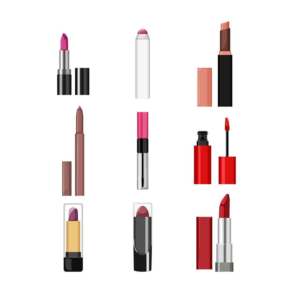 lippenstift bedenken reeks tekenfilm vector illustratie