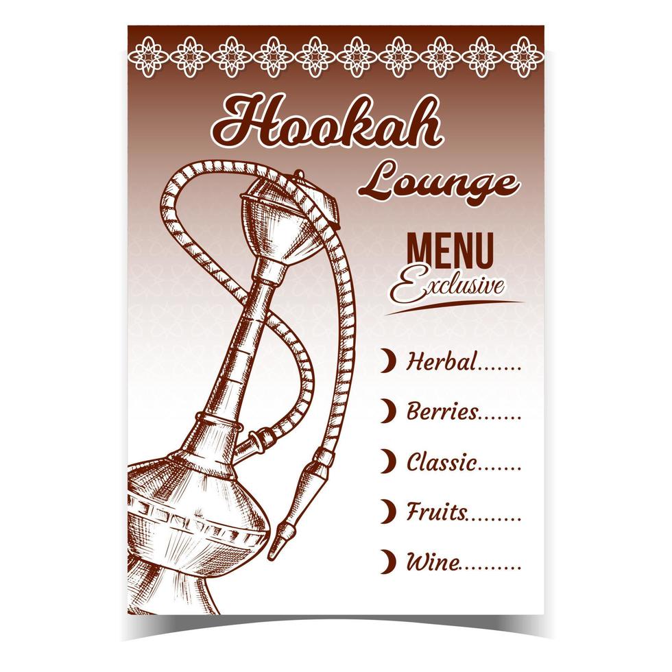 hookah lounge bar exclusief menu poster vector