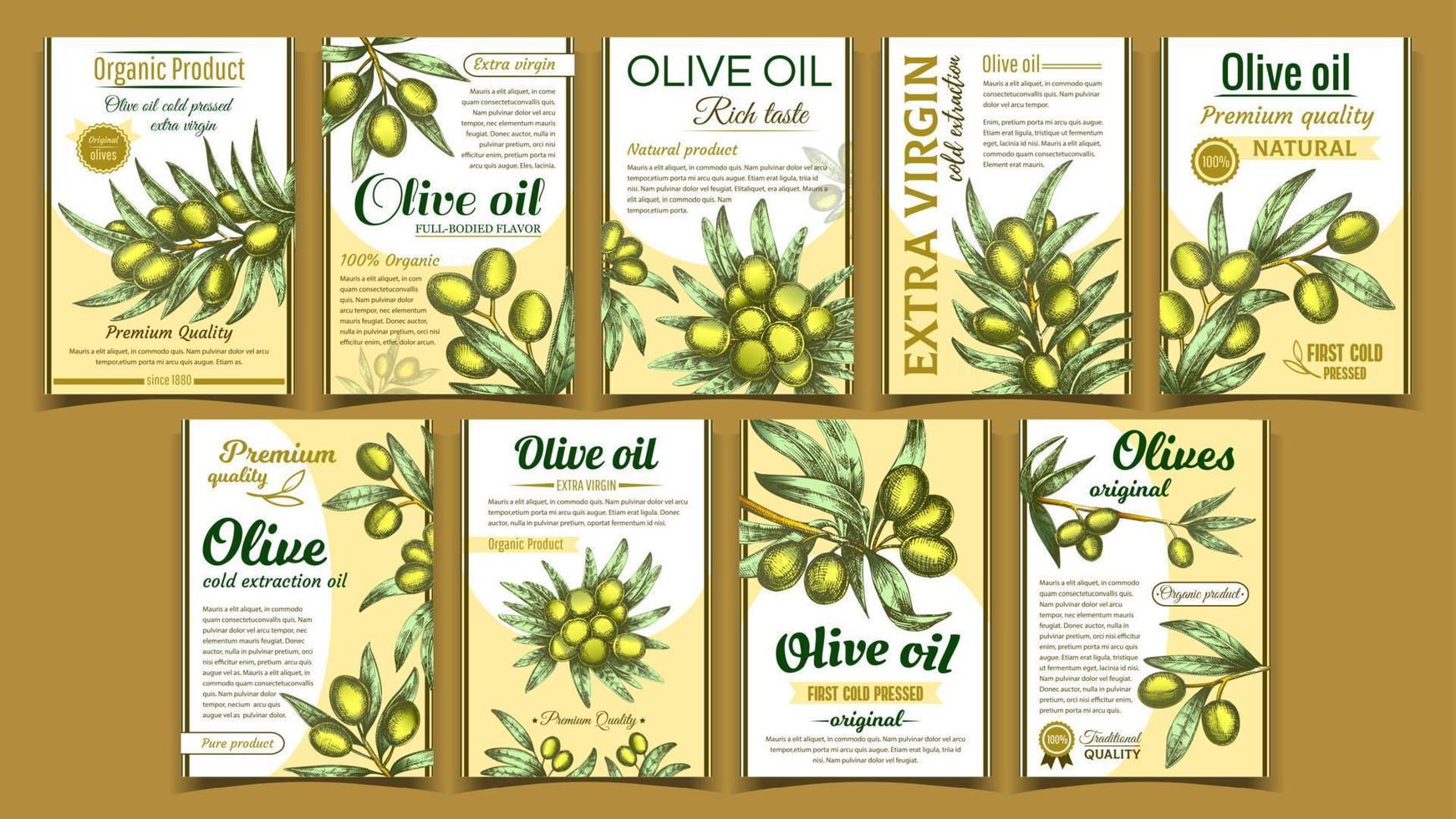 olijven origineel biologisch Product poster reeks vector