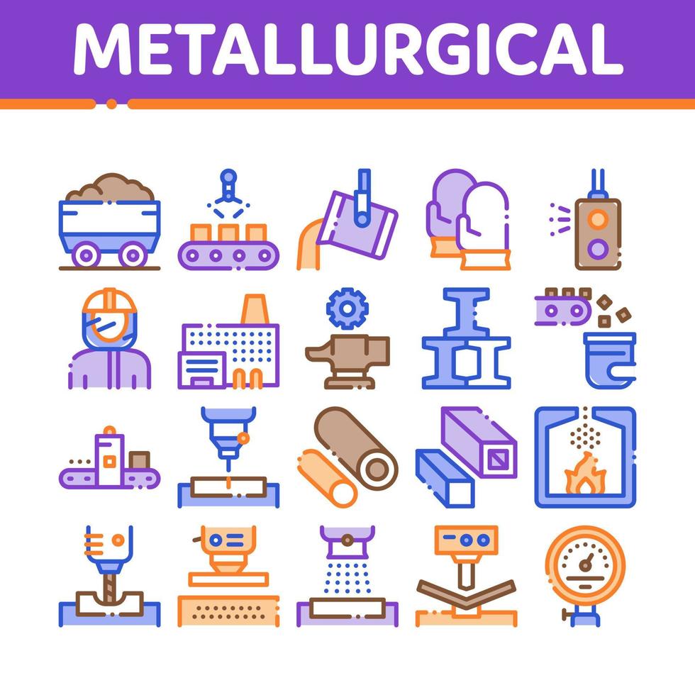 metallurgisch verzameling elementen pictogrammen reeks vector