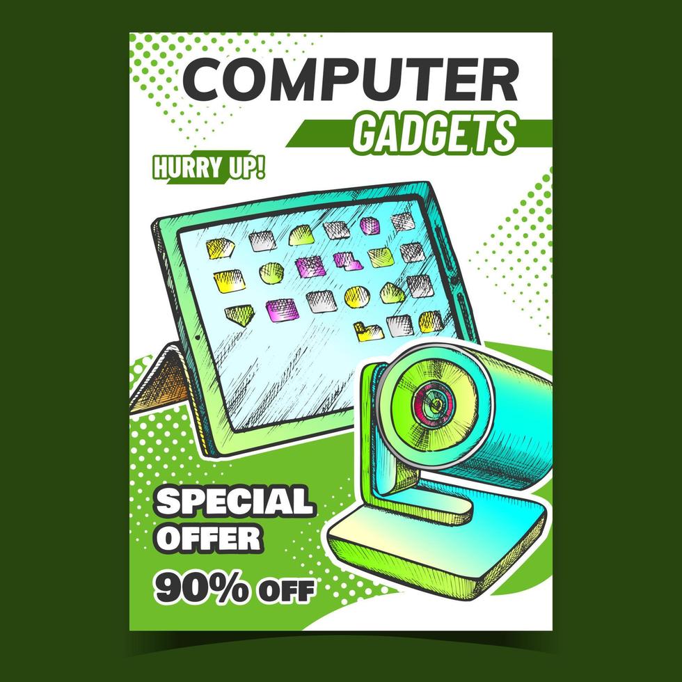 computer gadgets creatief adverteren poster vector