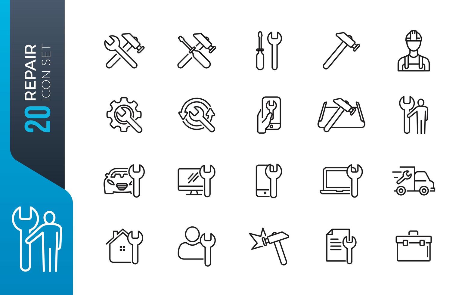 minimale reparatie icon set vector